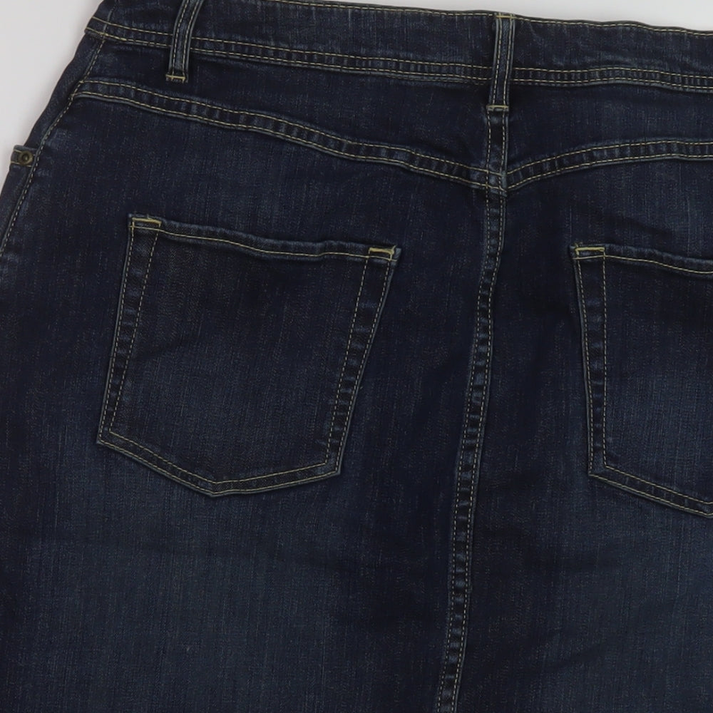 TU Womens Blue Cotton A-Line Skirt Size 12 Button