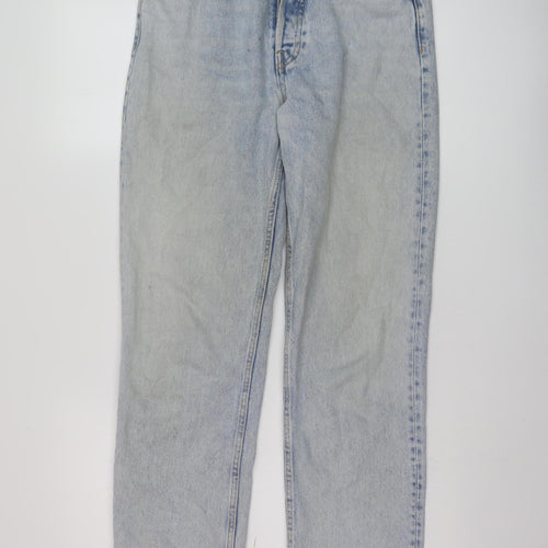 Zara Womens Blue Cotton Straight Jeans Size 10 L26 in Regular Button