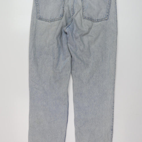 Zara Womens Blue Cotton Straight Jeans Size 10 L26 in Regular Button
