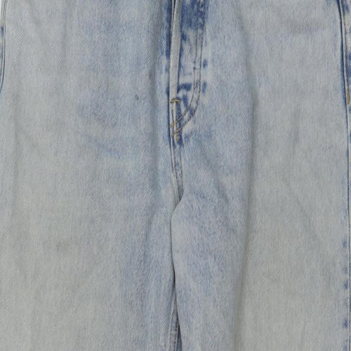 Zara Womens Blue Cotton Straight Jeans Size 10 L26 in Regular Button