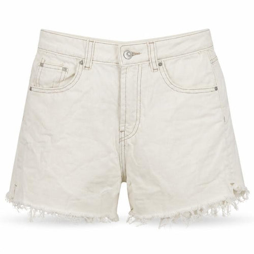 Denim & Co. Womens Ivory Cotton Mom Shorts Size 8 L5 in Regular Button