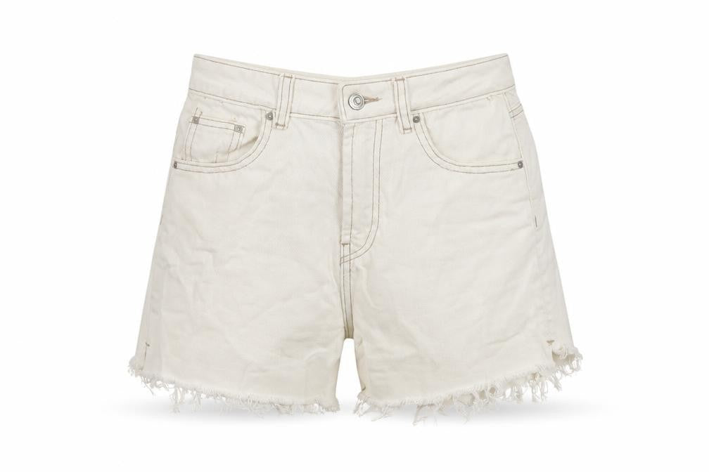 Denim & Co. Womens Ivory Cotton Mom Shorts Size 8 L5 in Regular Button