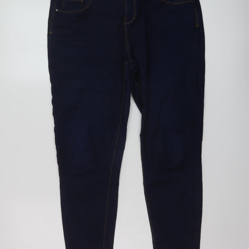 Denim & Co. Womens Blue Cotton Skinny Jeans Size 12 L26 in Regular Button