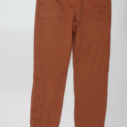 Per Una Womens Orange Cotton Trousers Size 10 L20 in Regular Button