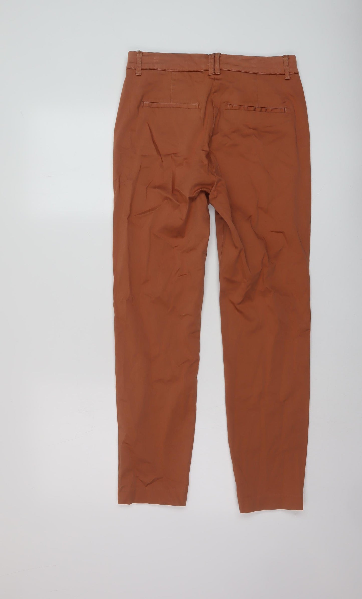 Per Una Womens Orange Cotton Trousers Size 10 L20 in Regular Button