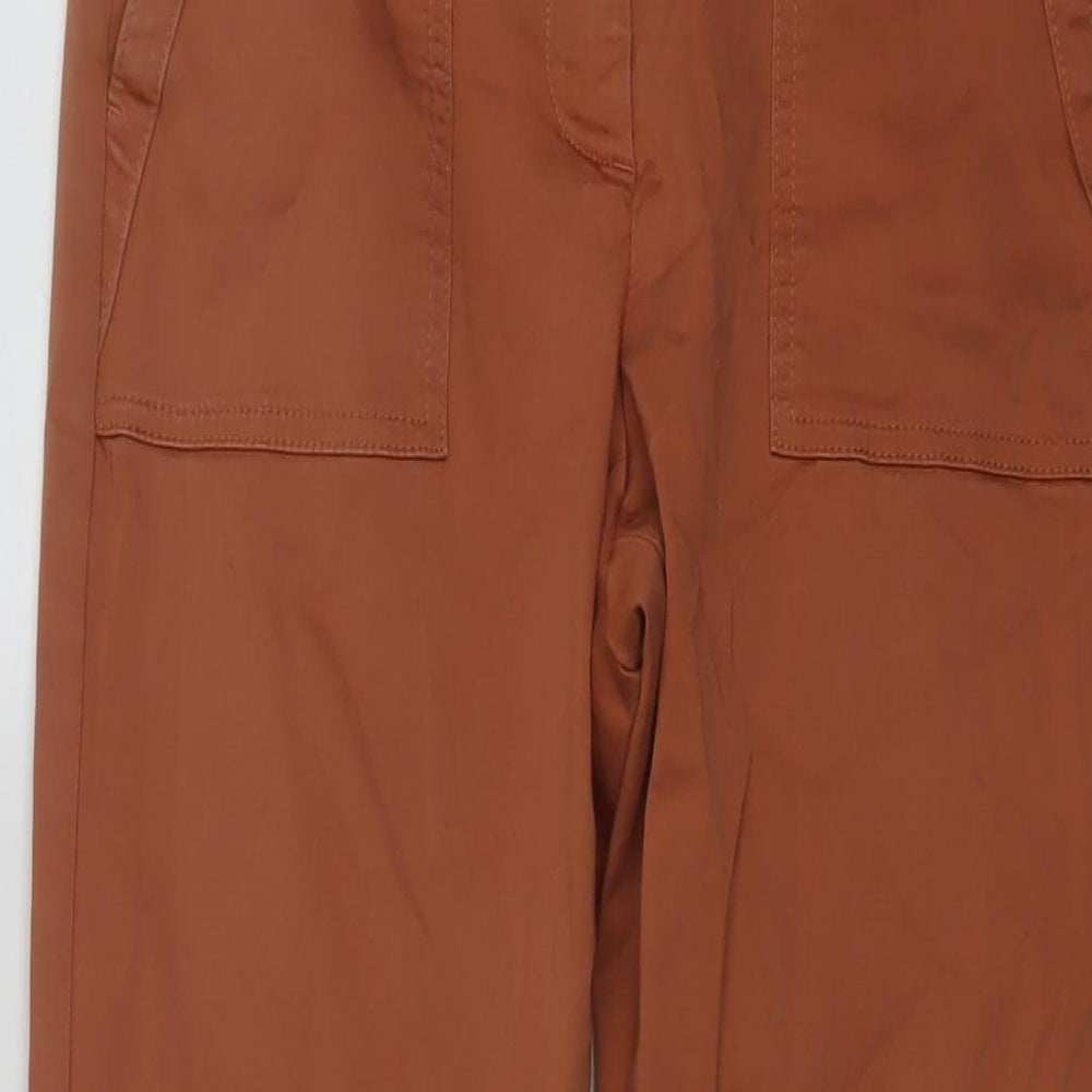 Per Una Womens Orange Cotton Trousers Size 10 L20 in Regular Button