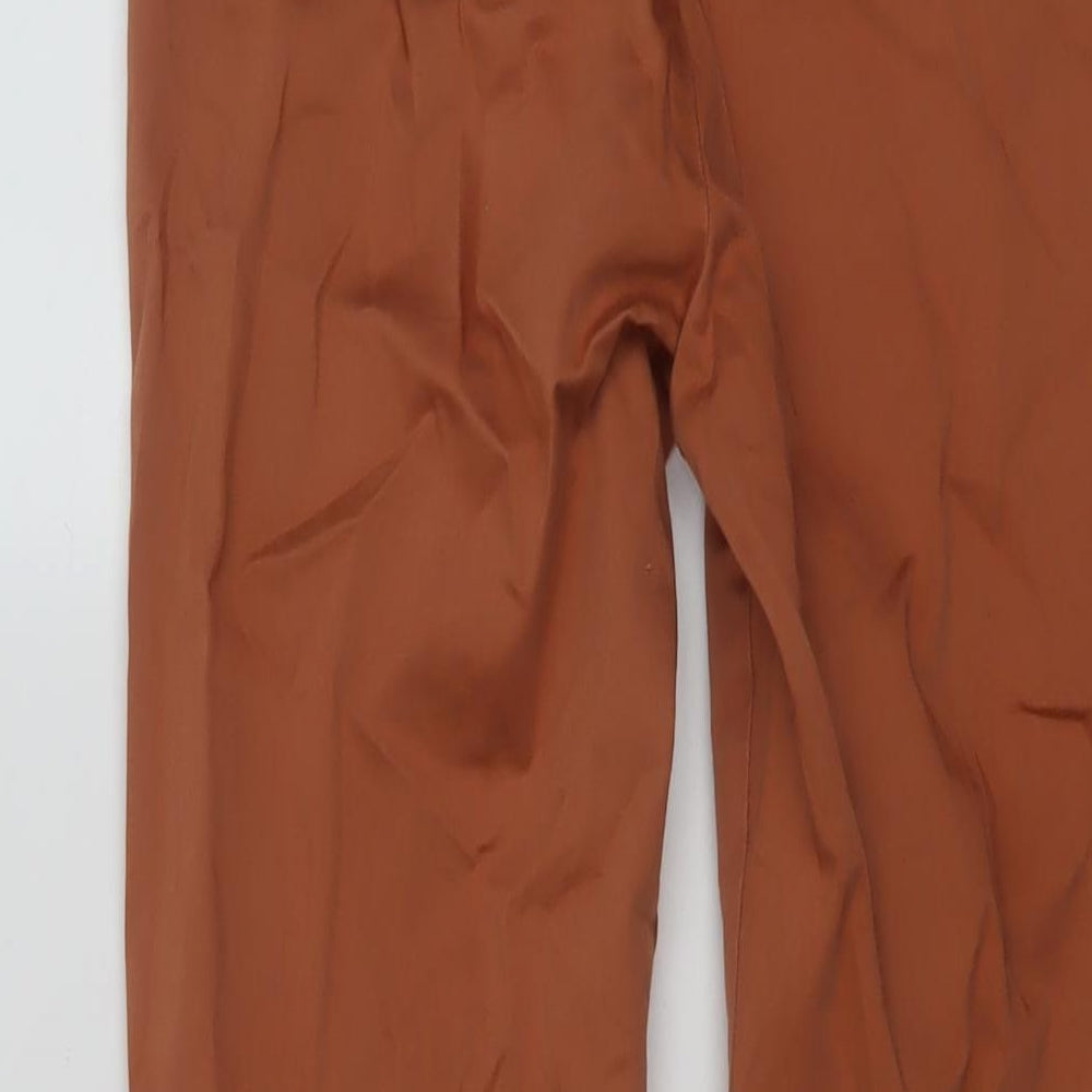 Per Una Womens Orange Cotton Trousers Size 10 L20 in Regular Button