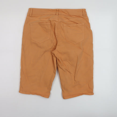 TU Womens Orange Cotton Bermuda Shorts Size 10 L13 in Regular Button