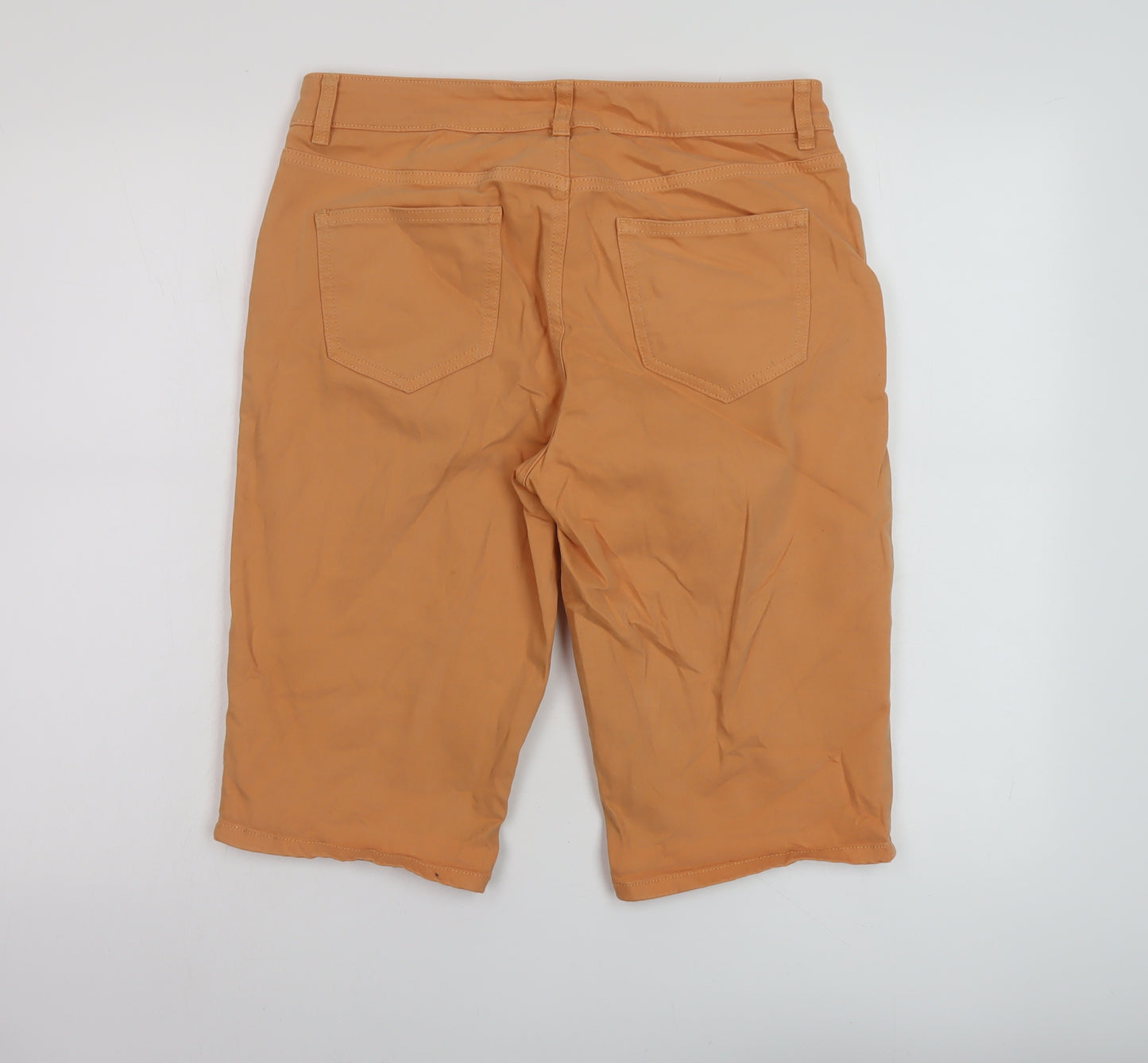 TU Womens Orange Cotton Bermuda Shorts Size 10 L13 in Regular Button