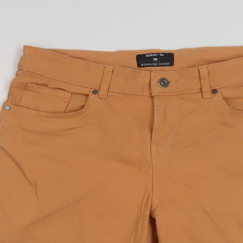 TU Womens Orange Cotton Bermuda Shorts Size 10 L13 in Regular Button