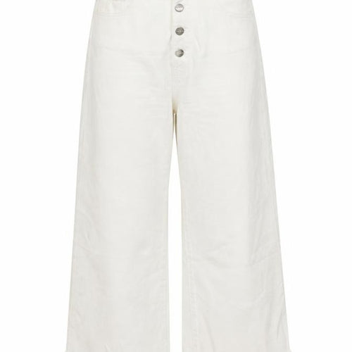 Denim & Co. Womens White Cotton Wide-Leg Jeans Size 12 L24 in Regular Button
