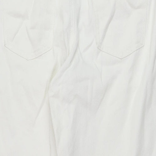 Denim & Co. Womens White Cotton Wide-Leg Jeans Size 12 L24 in Regular Button