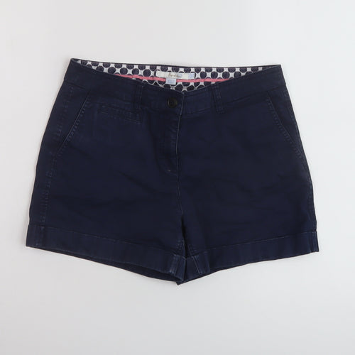 Boden Womens Blue Cotton Chino Shorts Size 10 L4 in Regular Button