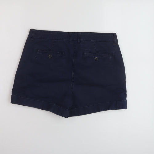 Boden Womens Blue Cotton Chino Shorts Size 10 L4 in Regular Button