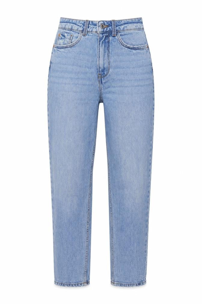 New Look Womens Blue Cotton Mom Jeans Size 6 L26 in Regular Button