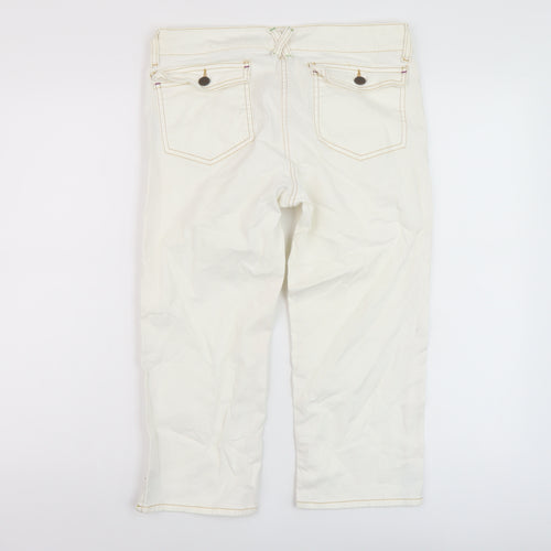 Boden Womens Ivory Cotton Capri Jeans Size 10 L20 in Regular Button