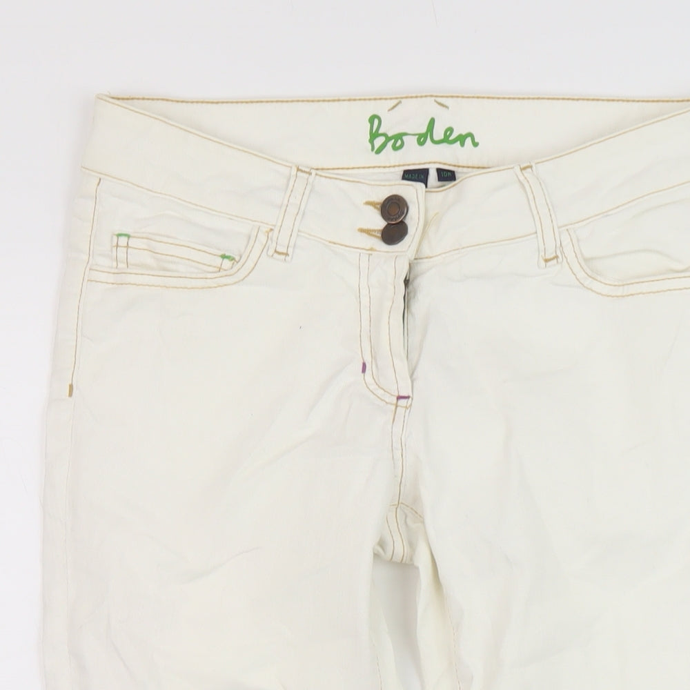 Boden Womens Ivory Cotton Capri Jeans Size 10 L20 in Regular Button