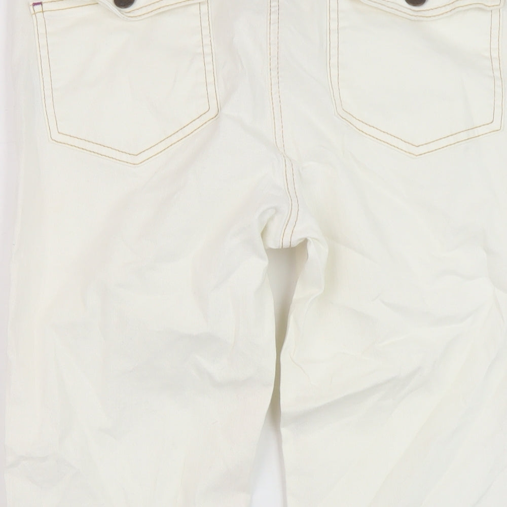 Boden Womens Ivory Cotton Capri Jeans Size 10 L20 in Regular Button