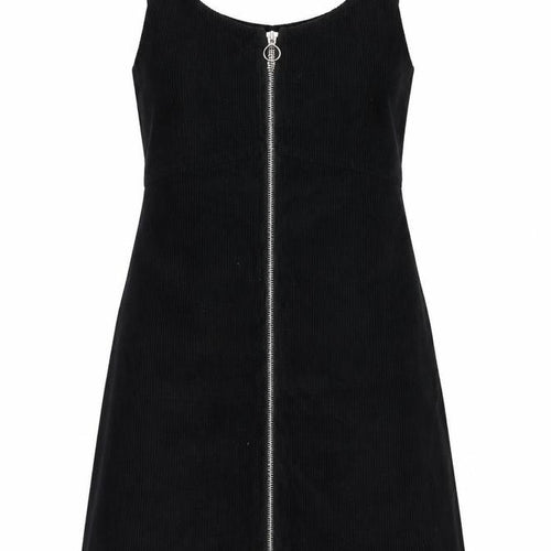 Topshop Womens Black Cotton A-Line Size 12 V-Neck Zip