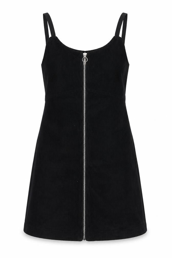 Topshop Womens Black Cotton A-Line Size 12 V-Neck Zip