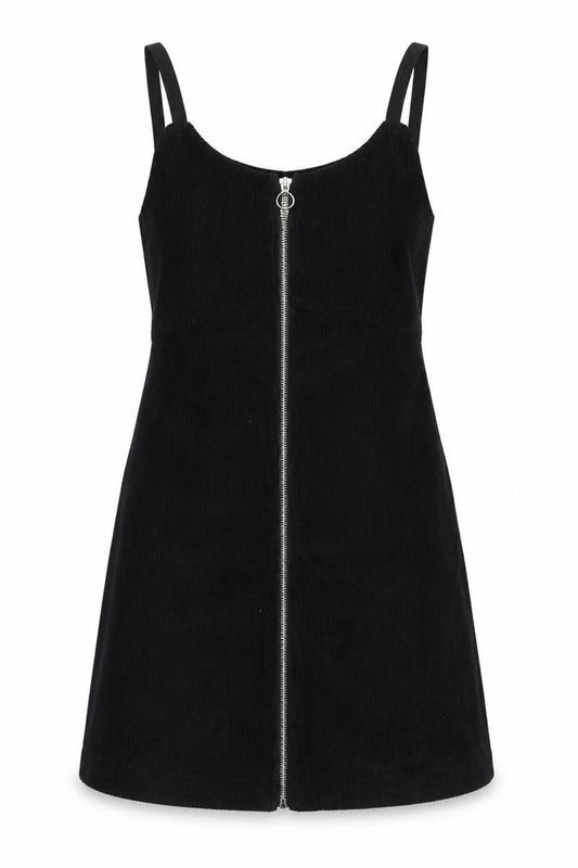Front view of Topshop women’s black cotton a-line, size UK 12, v-neck zip
