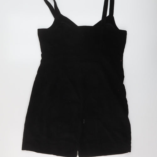 Topshop Womens Black Cotton A-Line Size 12 V-Neck Zip