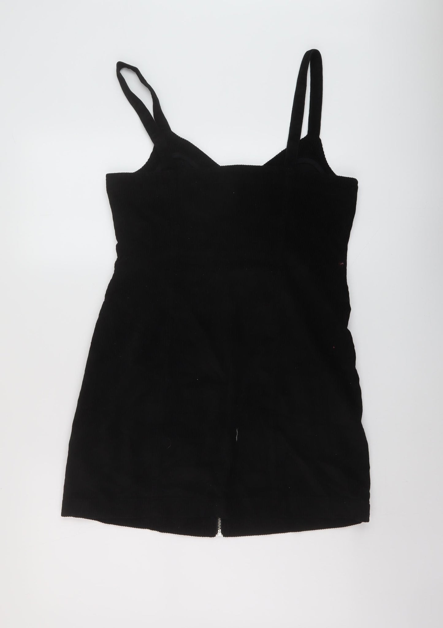 Topshop Womens Black Cotton A-Line Size 12 V-Neck Zip