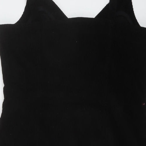 Topshop Womens Black Cotton A-Line Size 12 V-Neck Zip