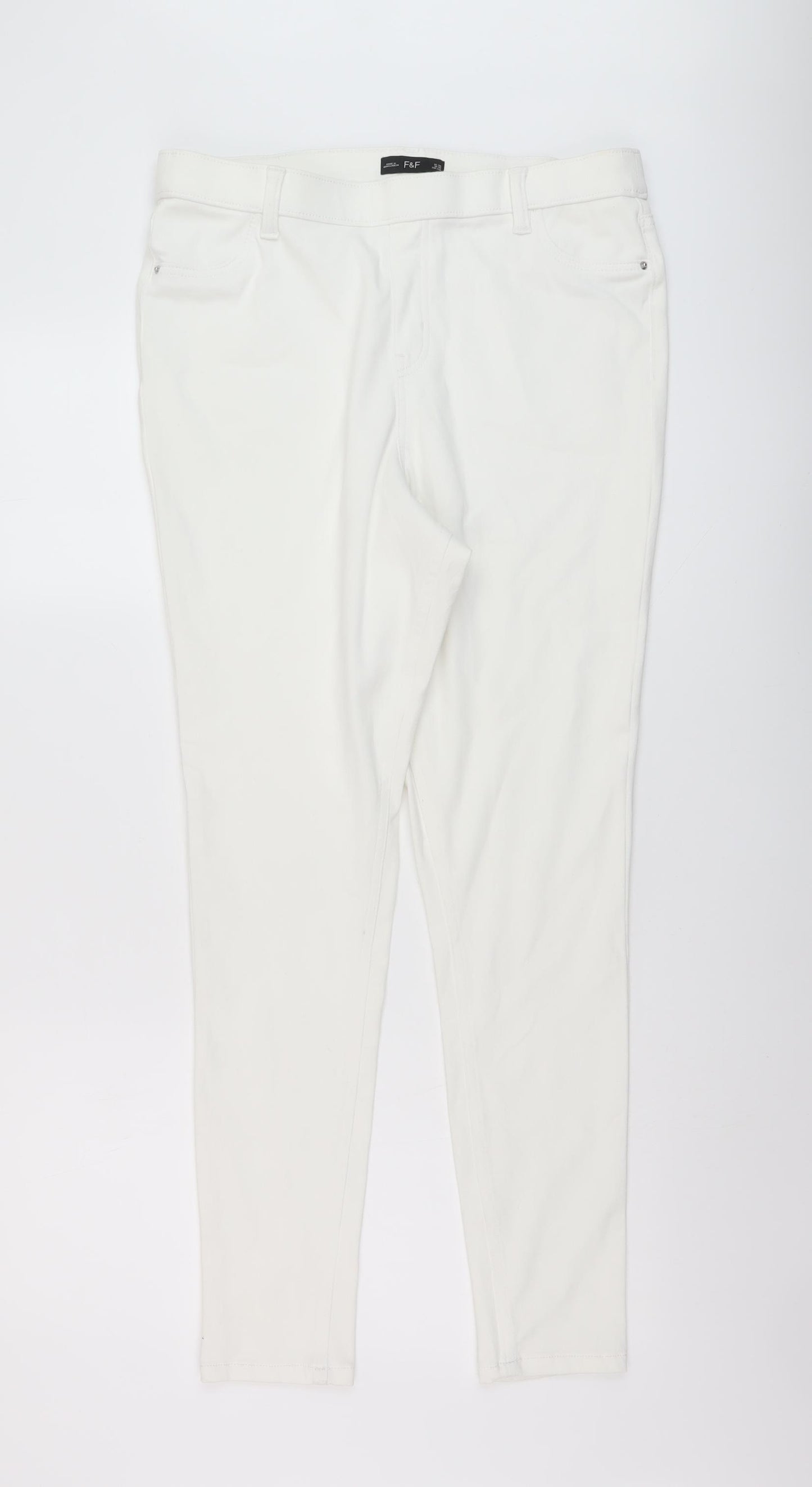 F&F Womens Ivory Cotton Jegging Jeans Size 16 L28 in Regular