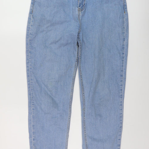 John Lewis Womens Blue Cotton Mom Jeans Size 12 L27 in Regular Button