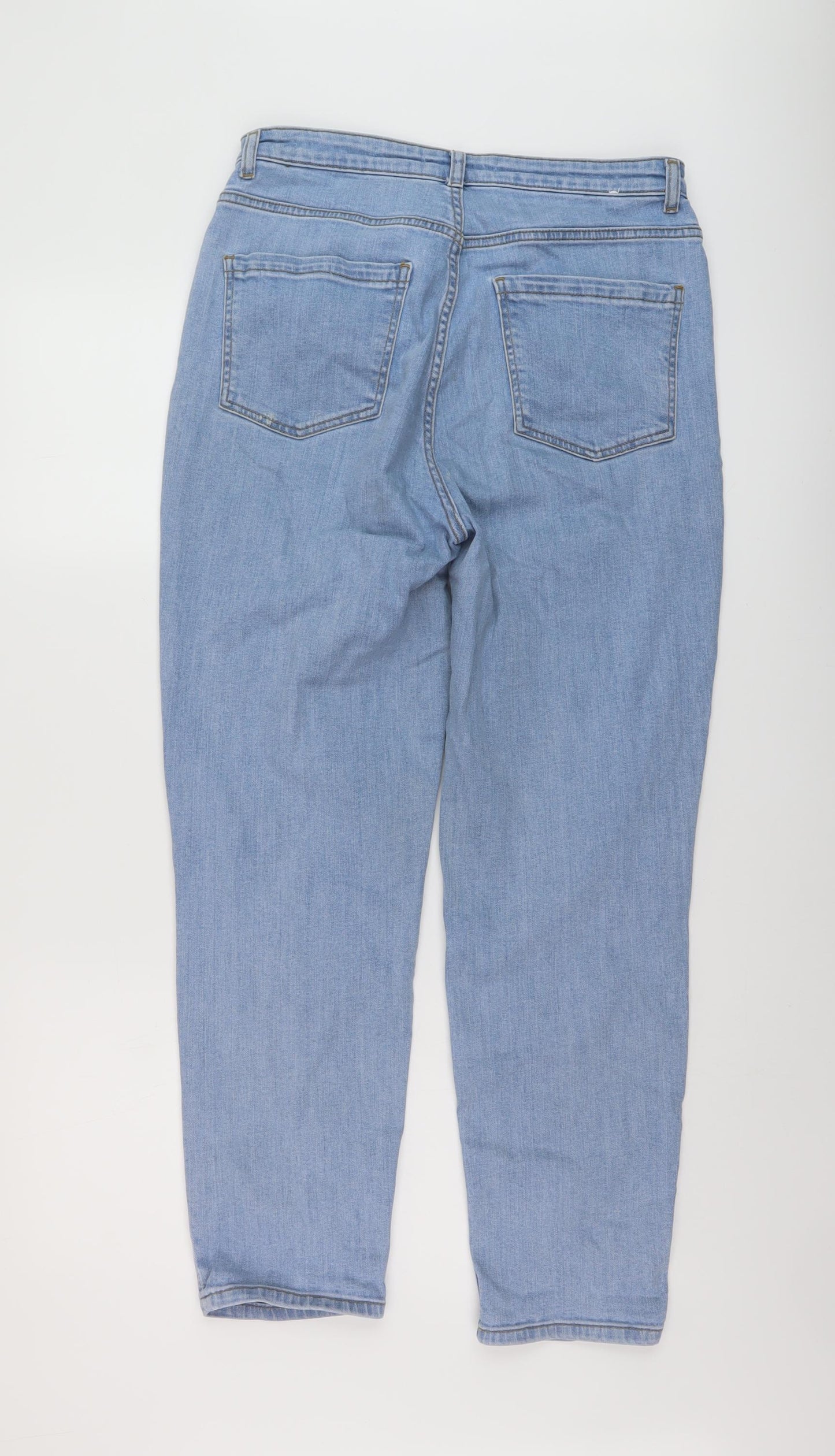 John Lewis Womens Blue Cotton Mom Jeans Size 12 L27 in Regular Button