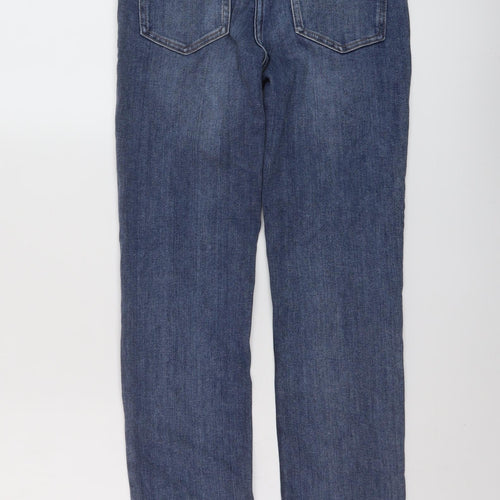 NEXT Womens Blue Cotton Straight Jeans Size 8 L27 in Slim Button