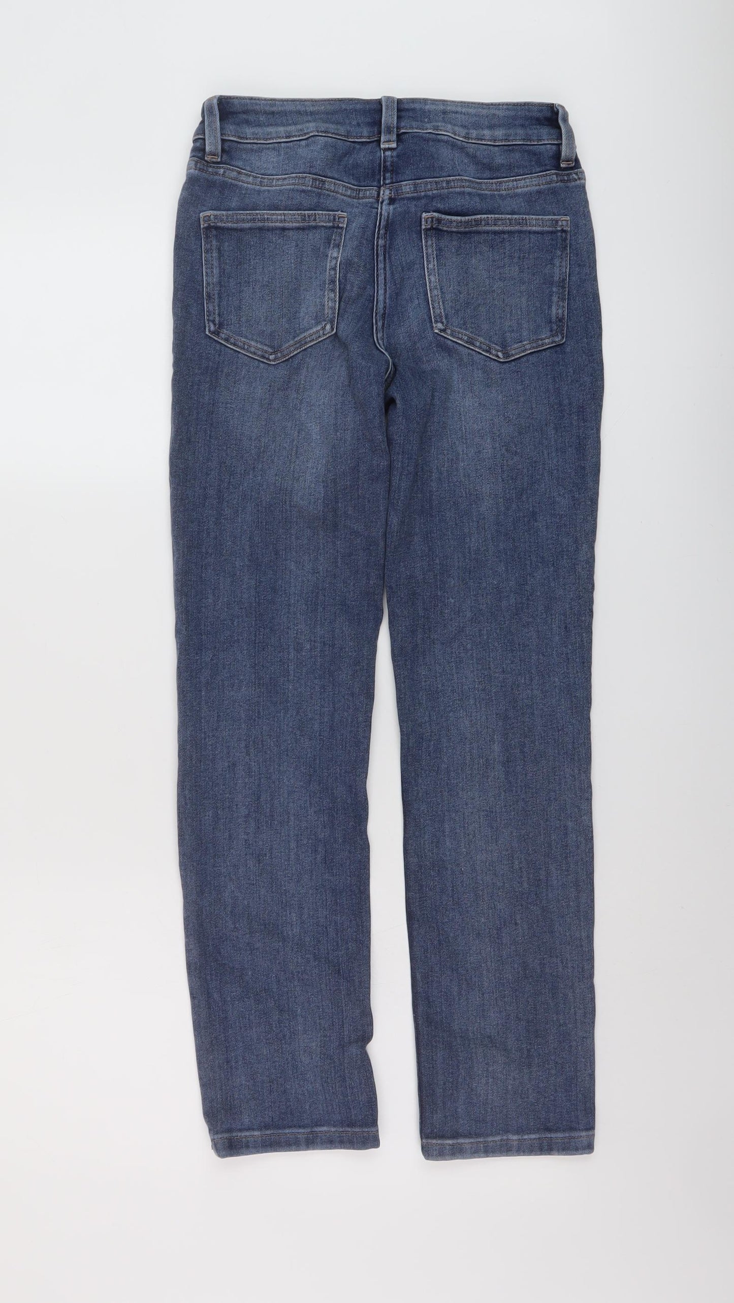NEXT Womens Blue Cotton Straight Jeans Size 8 L27 in Slim Button