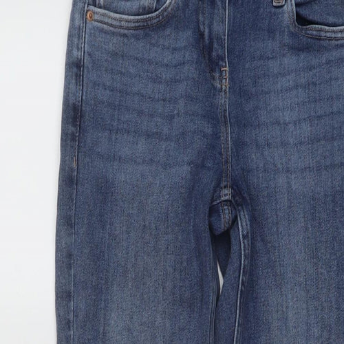 NEXT Womens Blue Cotton Straight Jeans Size 8 L27 in Slim Button