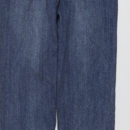NEXT Womens Blue Cotton Straight Jeans Size 8 L27 in Slim Button