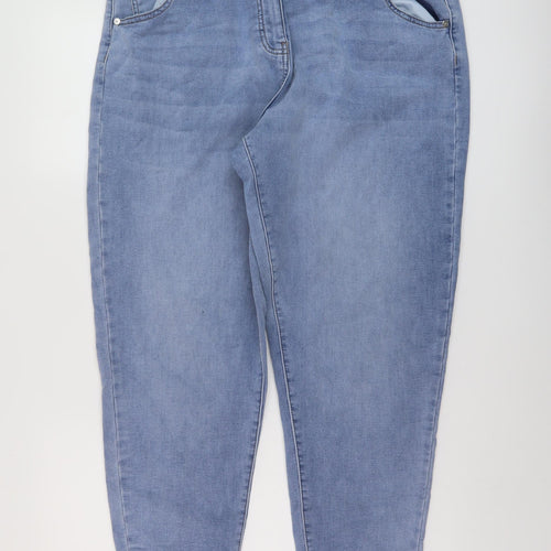NEXT Womens Blue Cotton Tapered Jeans Size 16 L28 in Regular Button