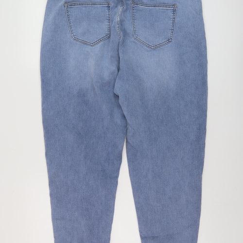 NEXT Womens Blue Cotton Tapered Jeans Size 16 L28 in Regular Button
