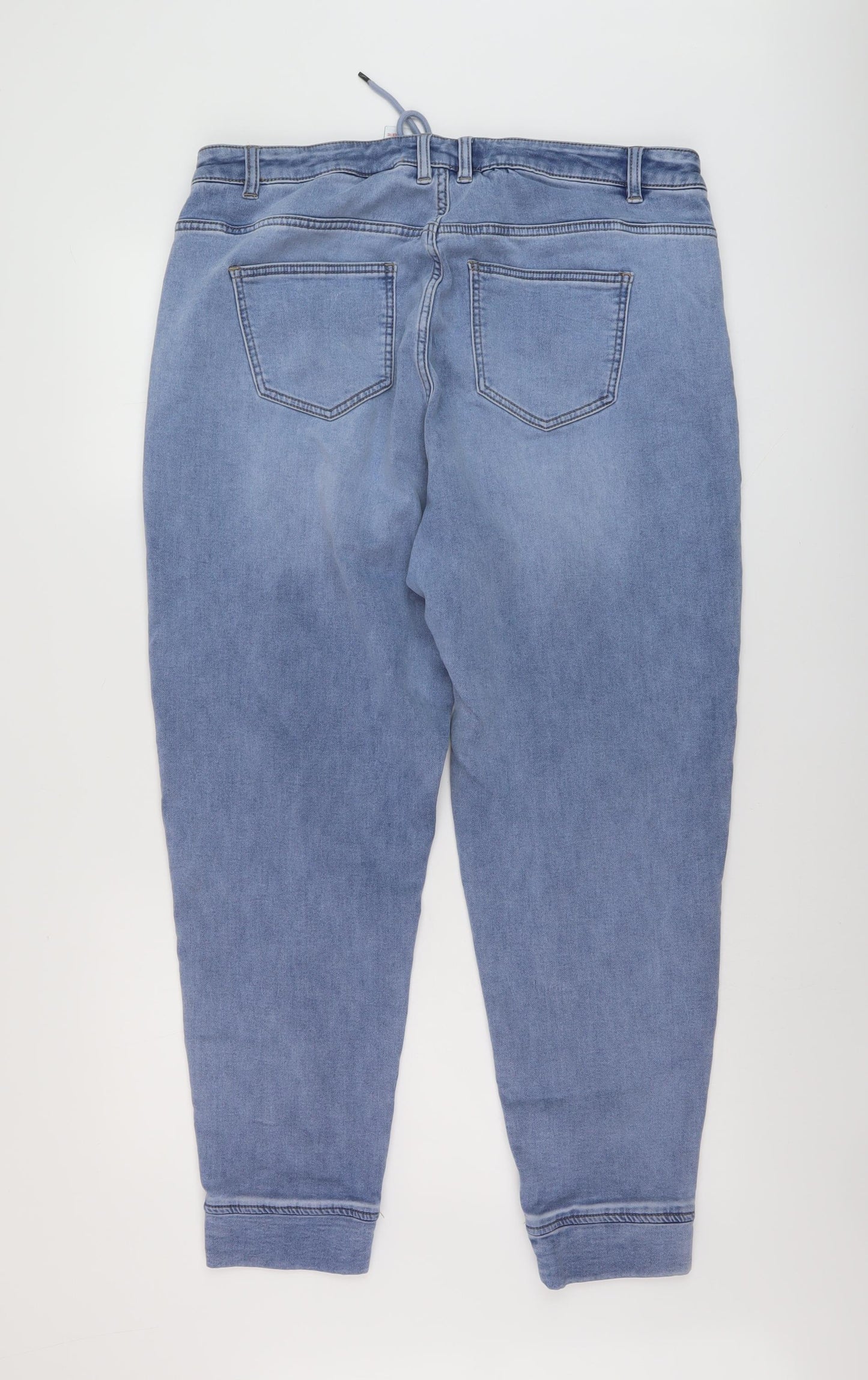 NEXT Womens Blue Cotton Tapered Jeans Size 16 L28 in Regular Button