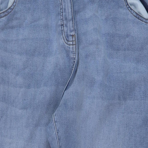 NEXT Womens Blue Cotton Tapered Jeans Size 16 L28 in Regular Button