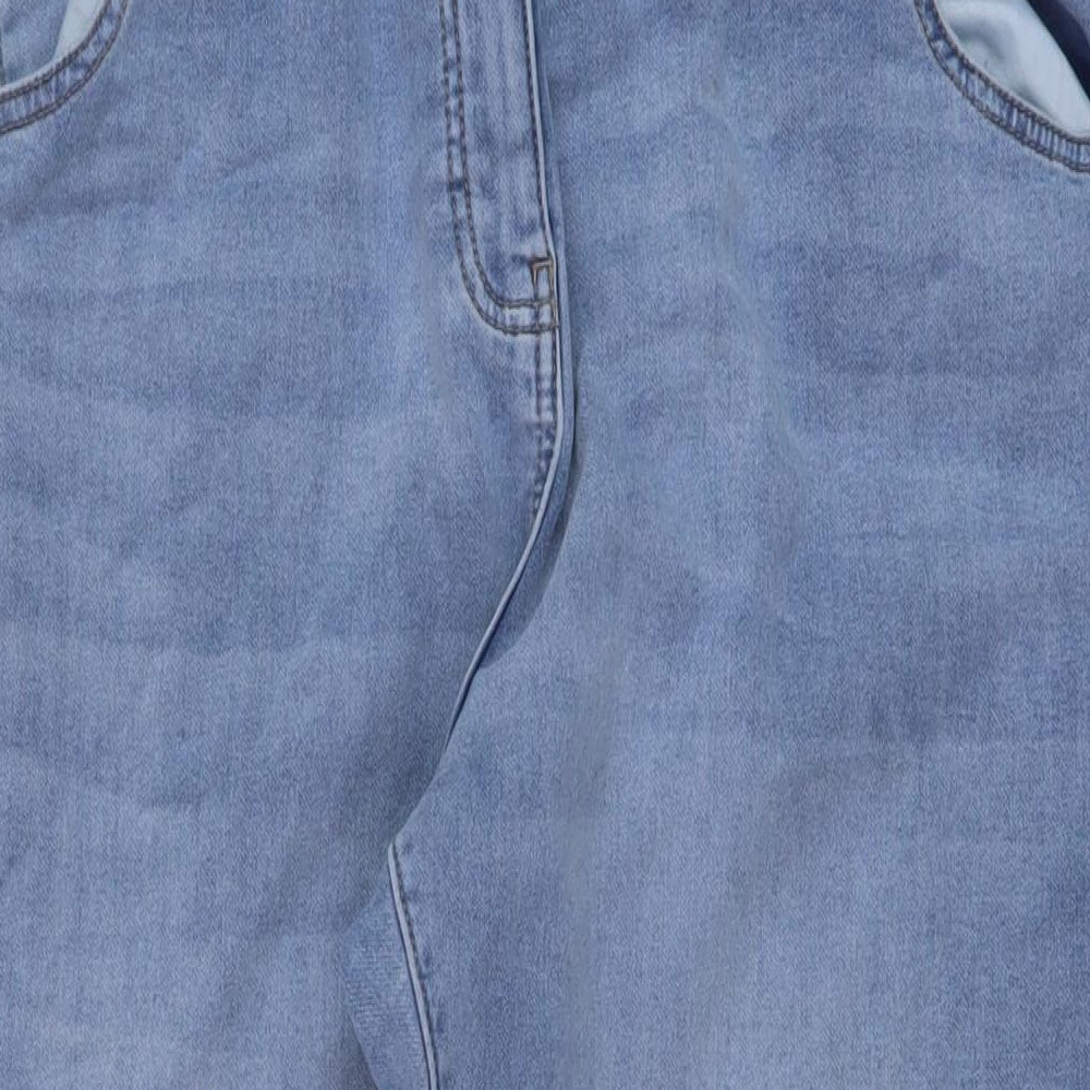 NEXT Womens Blue Cotton Tapered Jeans Size 16 L28 in Regular Button