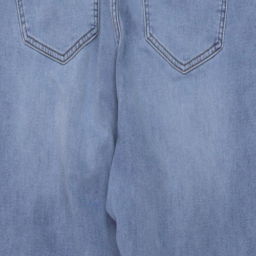 NEXT Womens Blue Cotton Tapered Jeans Size 16 L28 in Regular Button
