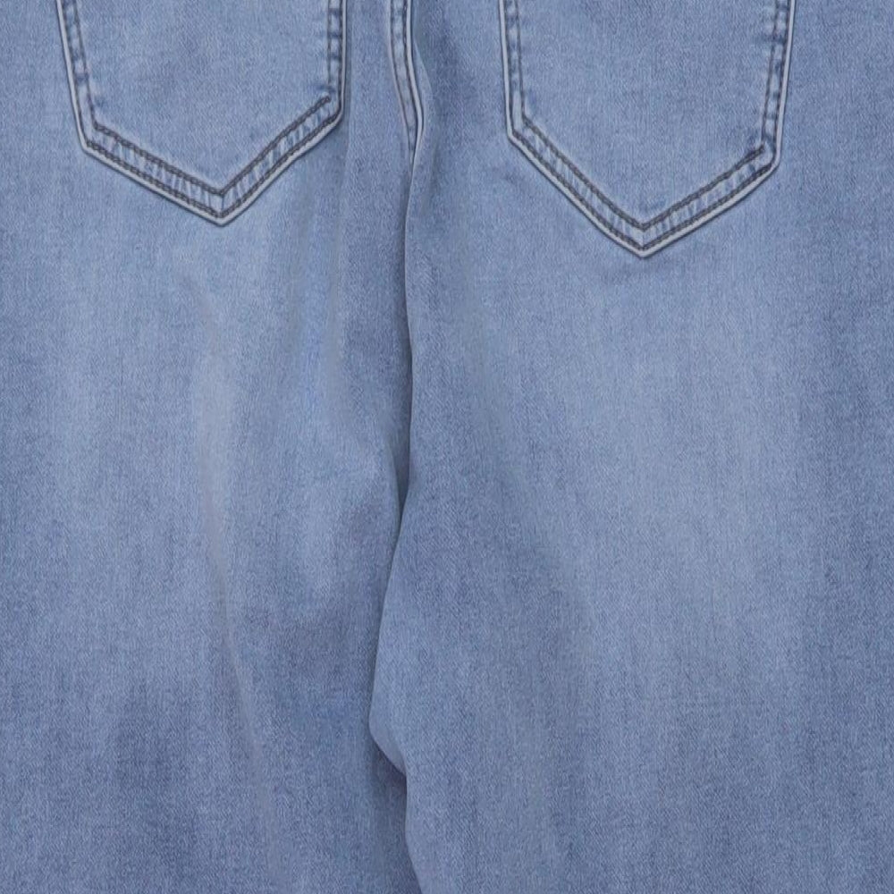 NEXT Womens Blue Cotton Tapered Jeans Size 16 L28 in Regular Button