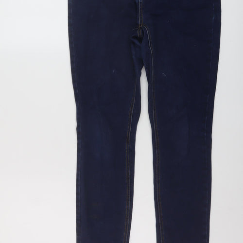 Warehouse Womens Blue Cotton Skinny Jeans Size 10 L27 in Regular Button