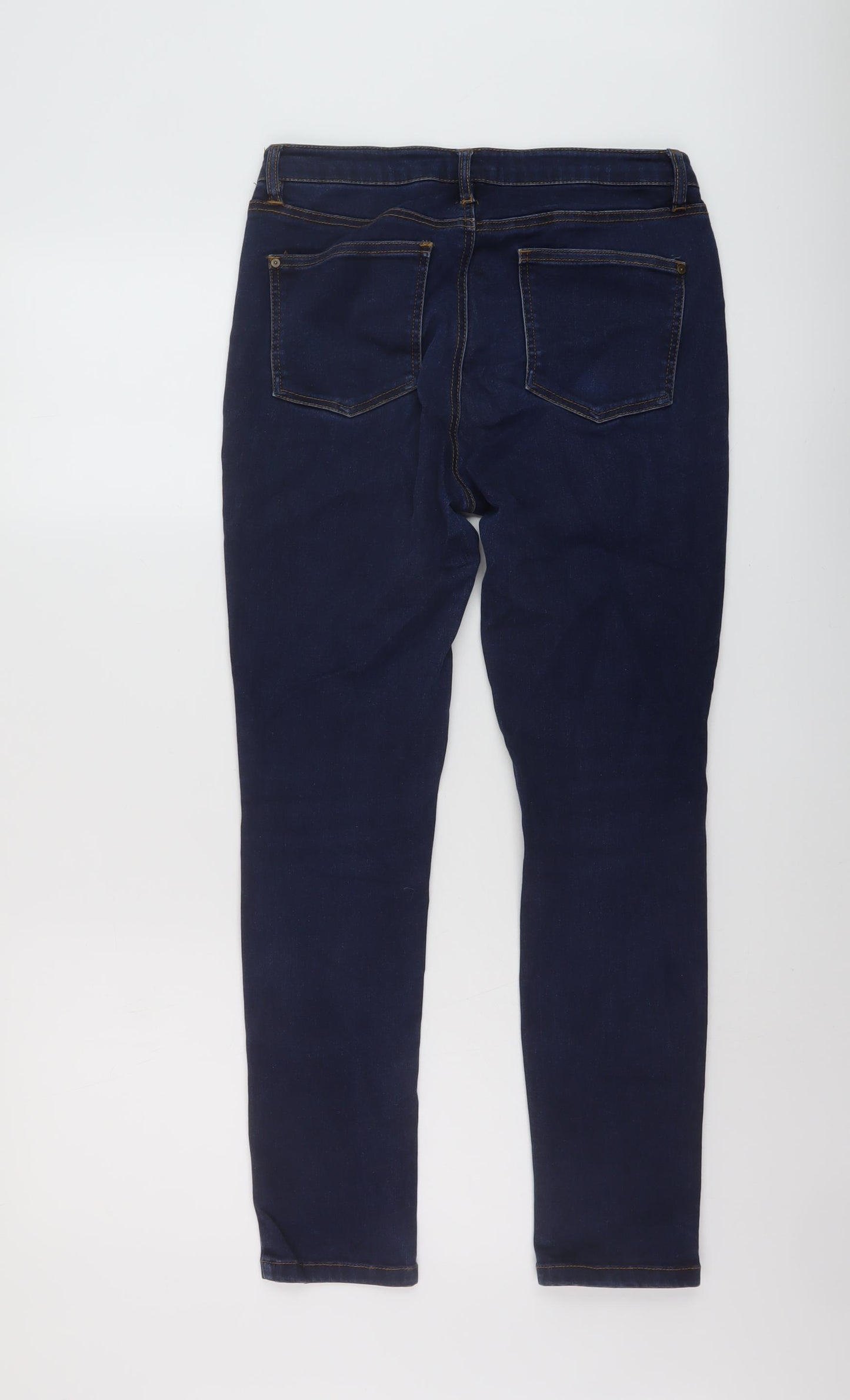 Warehouse Womens Blue Cotton Skinny Jeans Size 10 L27 in Regular Button