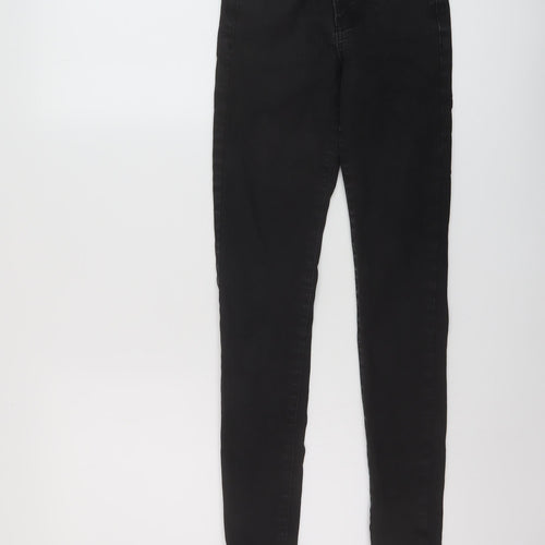Topshop Womens Black Cotton Skinny Jeans Size 24 in L27 in Regular Button