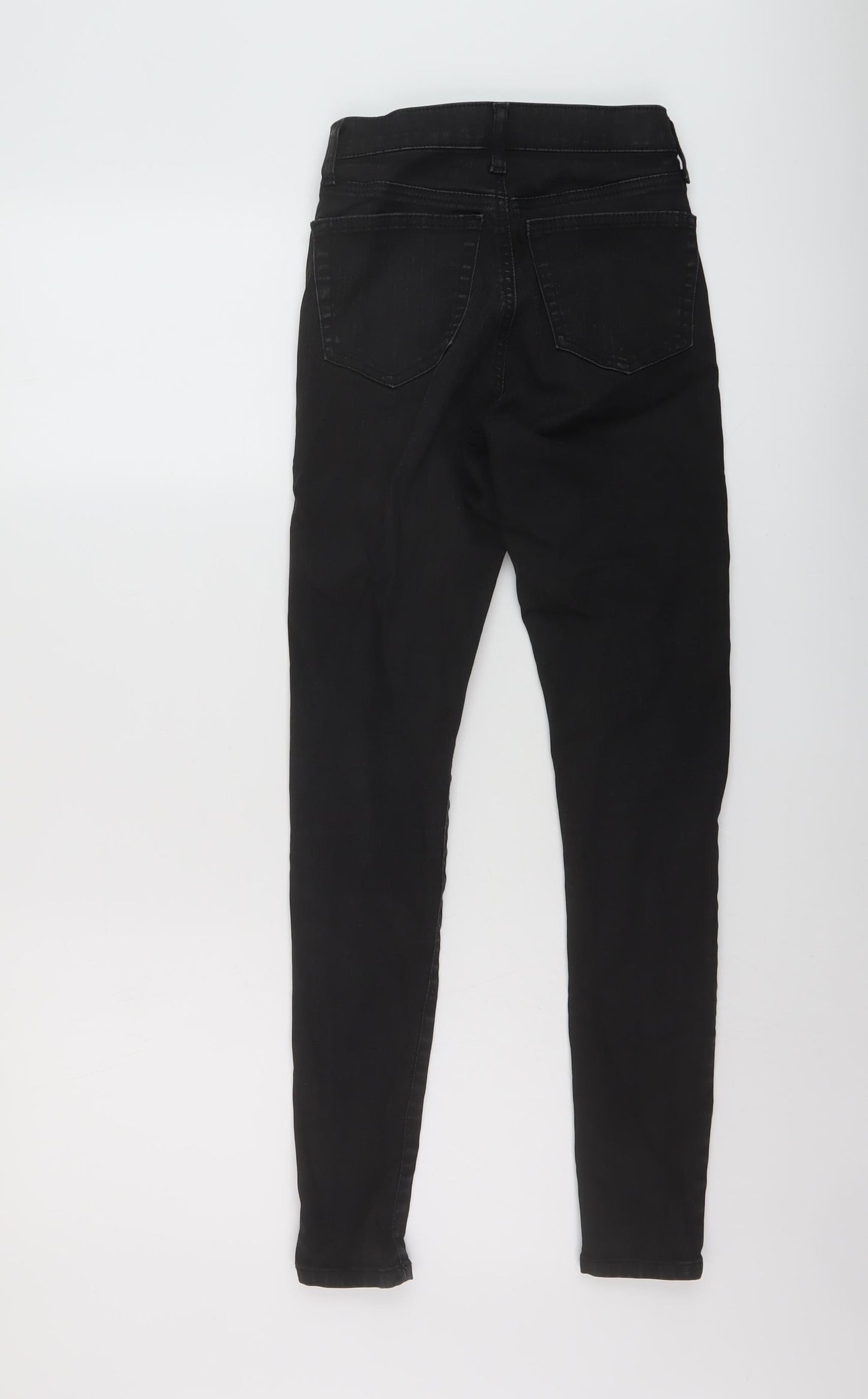 Topshop Womens Black Cotton Skinny Jeans Size 24 in L27 in Regular Button