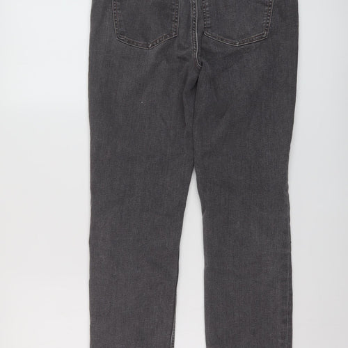 Marks and Spencer Womens Grey Cotton Straight Jeans Size 10 L28 in Slim Button