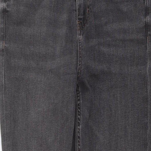 Marks and Spencer Womens Grey Cotton Straight Jeans Size 10 L28 in Slim Button
