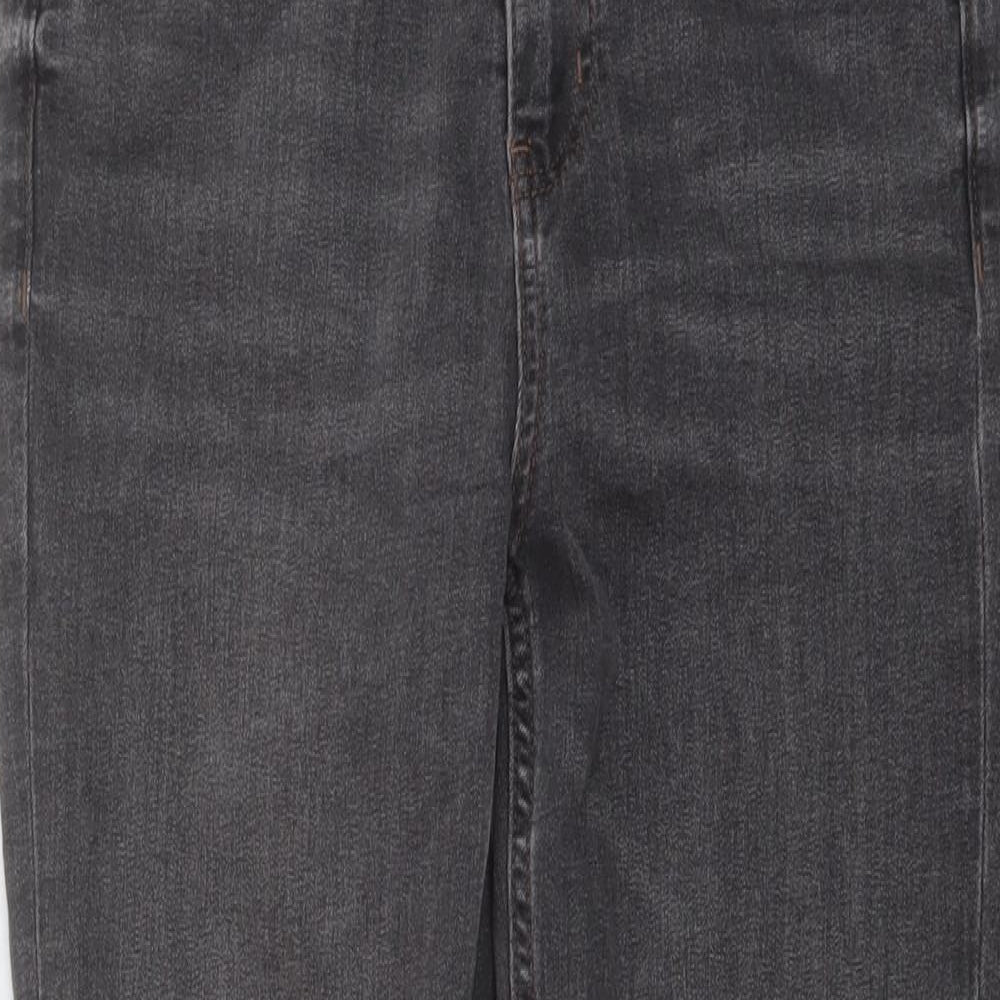 Marks and Spencer Womens Grey Cotton Straight Jeans Size 10 L28 in Slim Button
