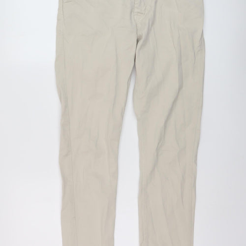 Zara Mens Beige Cotton Straight Jeans Size 32 in L31 in Regular Button